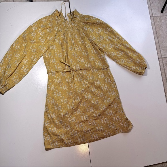 J.Crew Yellow High Neck Liberty Print Floral Ruffle Self Tie 100% Cotton Size XS - Picture 6 of 16